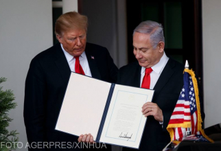 Donald Trump și Benjamin Netanyahu, în timpul vizitei premierului Israelului în Statele Unite ale Americii