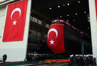 Lansarea submarinului turc TCG Piri Reis. Sursă foto: Ministerul Apărării din Turcia