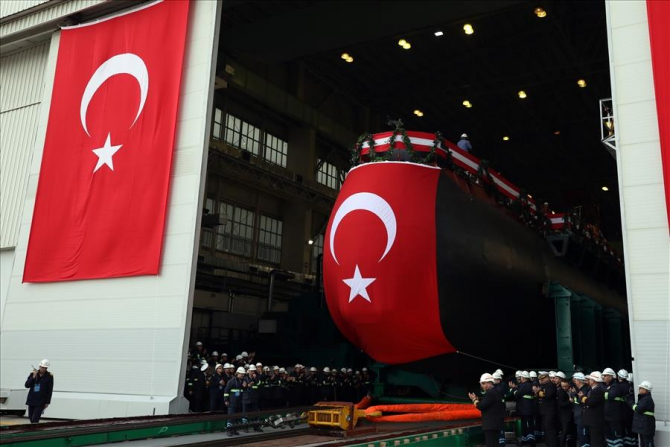 Lansarea submarinului turc TCG Piri Reis. Sursă foto: Ministerul Apărării din Turcia