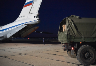 Imagini din timpul deplasării ajutorului umanitar rus spre Italia, sursă foto: Zvezda TV, portalul Ministerului Apărării rus