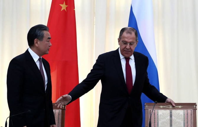 Chinese Foreign Minister Wang Yi and Russian Foreign Minister Sergey Lavrov