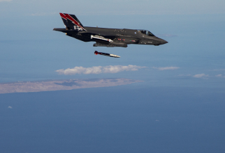 Imagine de la testarea F-35 pentru integrarea ogivelor B61 pentru certificarea nucleară a aeronavei. Foto: U.S. Air Force
