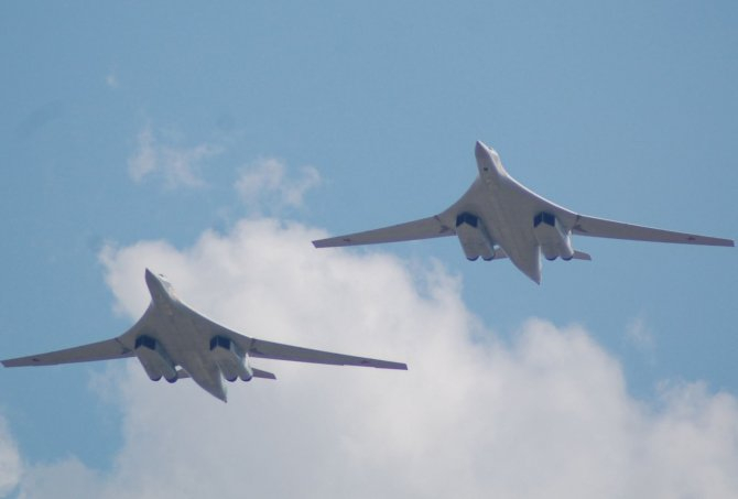 Bombardiere strategice de tip Tu-160 aparținând Forțelor Aerocosmice ale Federației Ruse.