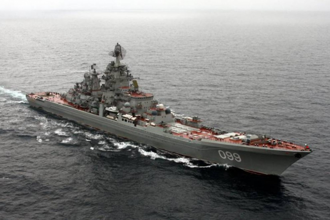 crucișătorul cu propulsie nucleară al Flotei de Nord, Petru cel Mare. Sursa Foto: Ministerul rus al Apararii