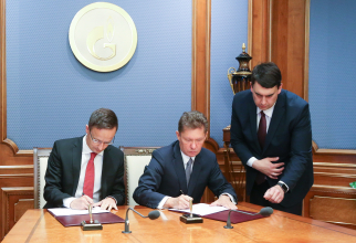 Alexey Miller, președintele consiliul director al Gazprom, și Peter Szijjarto, ministrul afacerilor externe și comerțului din Ungaria. Sursa foto: Gazprom