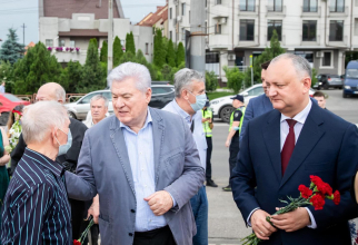 Vladimir Voronin, liderul comuniștilor din Republica Moldova, și Igor Dodon, liderul socialiștilor, fost președinte al țării și membru în partidul condus de Voronin. Sursă foto: Igor Dodon Facebook