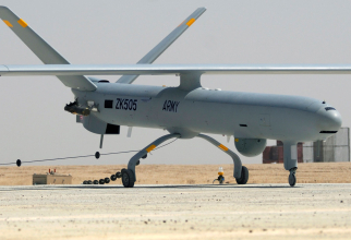 O dronă Hermes 450 britanică, operând într-o misiune în Afganistan. Sursă foto: UK Crown via AINOnline.com