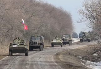 Coloană militară rusă, îndreptându-se spre Ucraina. Sursă foto: Captură Zvezda TV, canalul Ministerului Apărării din Rusia