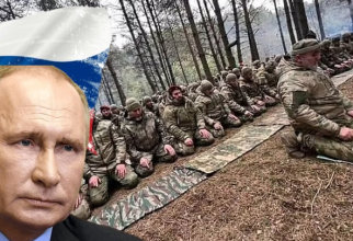 Luptători ceceni care participă la războiul Rusiei împotriva Ucrainei, rugându-se. Sursă foto: TFIGlobalNews.com