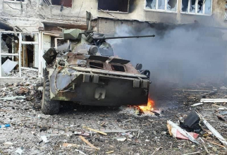 Tehnică militară rusă distrusă pe străzile Ucrainei. Sursă foto: Ministerul Apărării de la Kiev