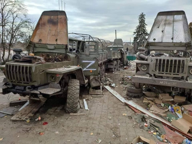 Vehicule militare ruse distruse de militarii ucraineni. Sursa Foto: General Staff of the Armed Forces of Ukraine.