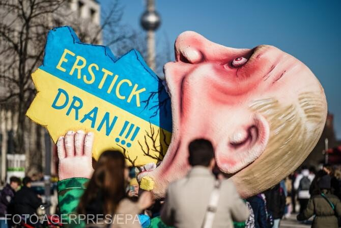 Protest de susținere a Ucrainei în fața invaziei neprovocate a Rusiei