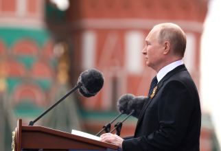 Președintele rus Vladimir Putin, în timpul discursului din Piața Roșie din Moscova cu ocazia Zilei Victoriei în cel de-al Doilea Război Mondial. Sursă foto: Kremlin