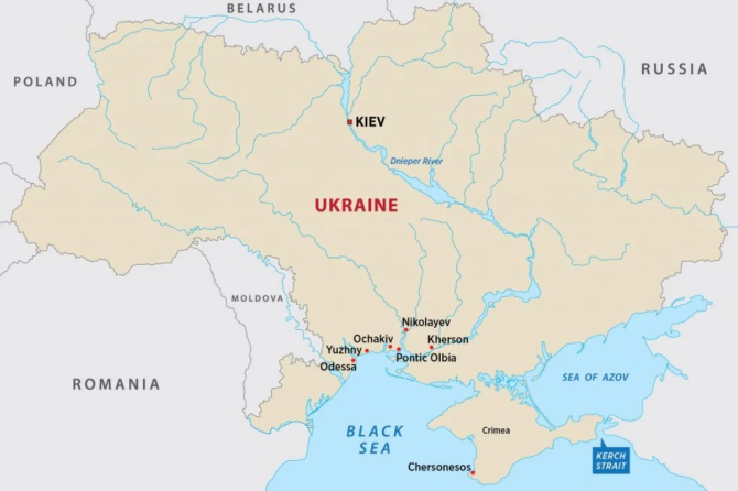 Hartă Ucraina. Sursă foto: U.S. Naval Institute