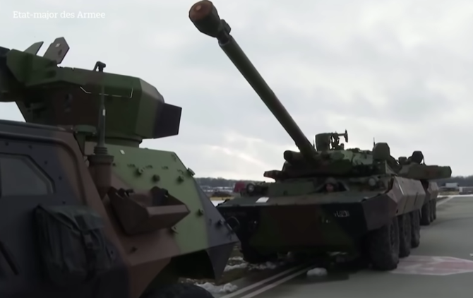 Captură video din timpul transportului de armament efectuat de Franța în România. Sursă foto: Ministerul Apărării de la Paris