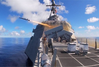 USS Gabrielle Giffords lansează o rachetă antinavă de tip Naval Strike Missile (NSM) în cadrul unui exercițiu. Foto: U.S. Navy