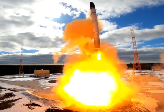Foto: Lansarea rachetei Sarmat - test realizat în primavara lui 2022