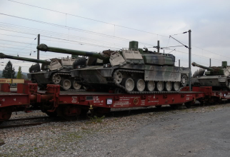 Transport feroviar al tancurilor franceze Leclerc. Foto: Leclerc.fr