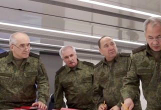 Ministrul rus Serghei Șoigu, în timpul vizitei de pe frontul ucrainean