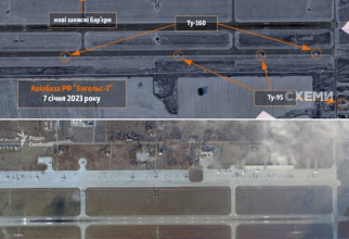 Imaginile din satelit cu bombardierele strategice pregătite de luptă pe aerodromul de aviație Engels. Sursa foto: Planet Labs.
