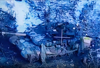 Forţele Armate Ucrainene au distrus un alt rusesc T-90M Proryv. Sursa foto: Material video realizat de Brigada 79 de Asalt ucraineană.