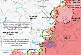 Harta frontului din estul Ucrainei - ISW, 27/03/2023