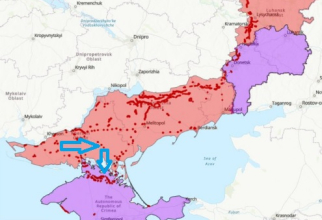 Frontul ucrainean și fortificațiile ruse în sud în zona Herson și Crimeea (10.04.2023). Foto: @Twitter Brady A.