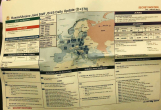 Documente militare clasificate care detaliază planurile secrete ale SUA și NATO pentru consolidarea armatei ucrainene înaintea unei ofensive planificate împotriva Rusiei au fost postate pe retele de socializare. Sursa Foto: Twitter.