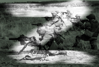 Imagine concept a propagandei ruse pentru a promova invadarea neprovocată a Ucrainei. Foto: Ministerul rus al Apărării