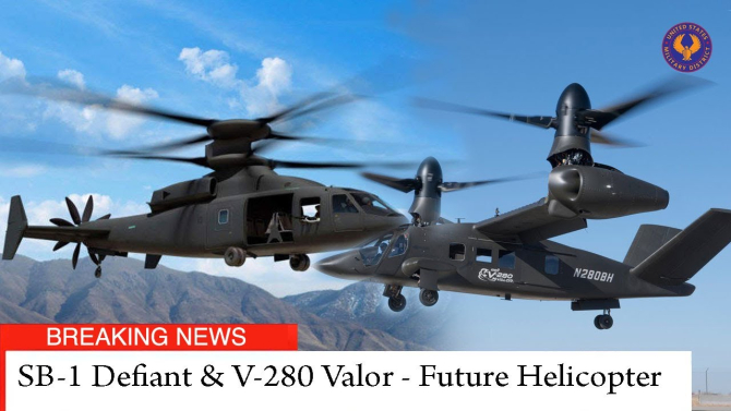 Elicopterele Defiant-X și V-280 Valor care au concurat în competiția de înlocuire a Black Hawk. Sursă foto: U.S. Military District @YouTube captură foto