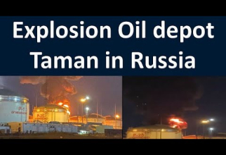 Explozia rezervelor ruse de combustibil din portul Taman, Krasnodar. Foto: @El-Matbakh TV YouTube