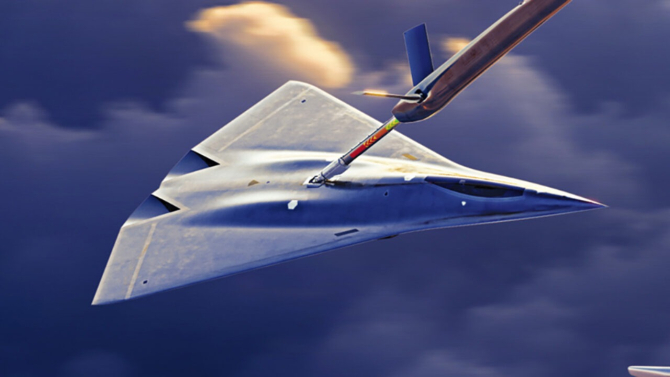 O randare a unui avion de luptă de generaţia a VI-a pe care compania Lockheed Martin l-a propus în 2022 pentru a fi dezvoltat în cadrul programului militar NGAD. Sursa Foto: Lockheed Martin.
