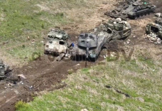 Tanc Leopard 2A6 și blindate Bradley distruse sau avariate. Foto: Oryx