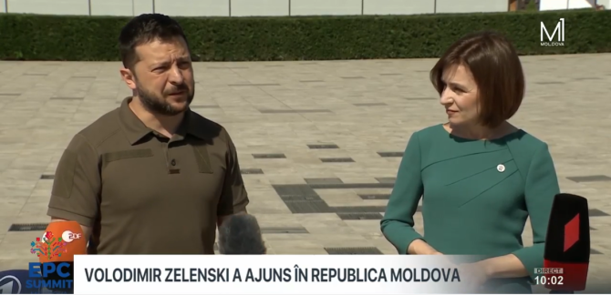 Președintele Volodimir Zelenski, în Republica Moldova. Foto: Captură video Teleradio Moldova