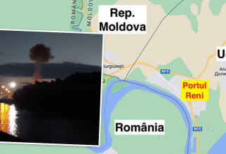 Rusia lovește în portul ucrainean Reni, la granița cu România. Sursa foto: Point.md.
