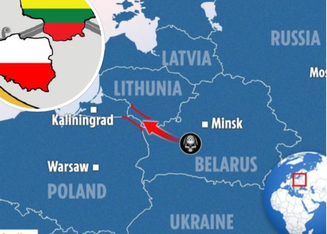 Harta zonei baltice. Coridorul Suwalki / Sursă: The Sun; NATO