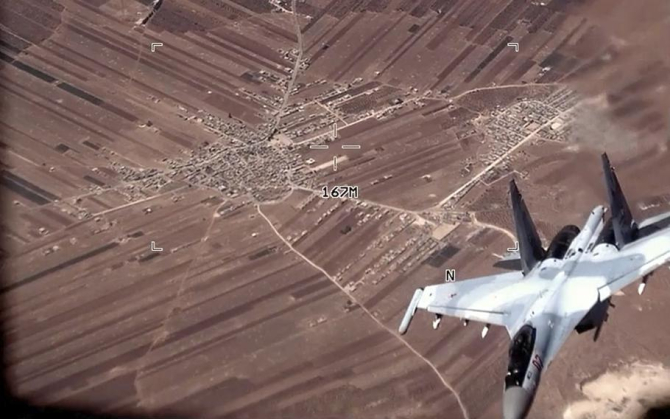 Un SU-35 rusesc zboară în apropierea unei drone MQ-9 Reaper a Forțelor Aeriene ale SUA, miercuri, 5 iulie 2023, deasupra Siriei. Sursa Foto: U.S. Air Force.