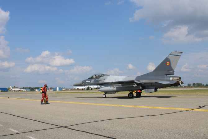 Avion F-16 Fighting Falcon al României. Foto: Forțele Aeriene Române