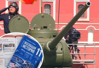 Defilarea de 9 Mai - T-34, Captură de ecran / Un nou manual despre istoria Federației Ruse, fotografie din rețelele sociale, via Unian