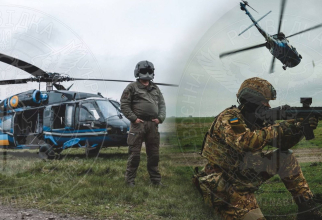 Militarii Serviciului de Informații al Apărării din Ucraina (GUR) fac un exerciţiul militar cu un elicopter Black Hawk. Sursa Foto: GUR.