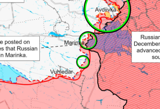 Situația din Marinka și Avdiivka, la 14 decembrie 2023. Foto: ISW