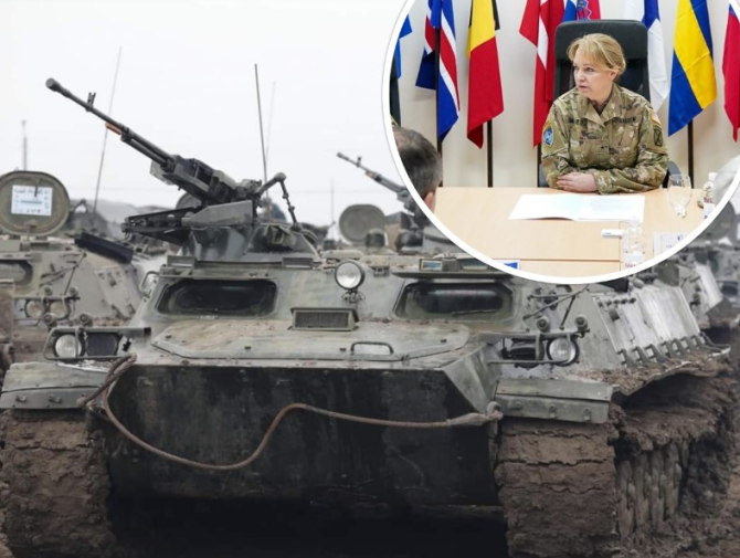 Generalul de brigadă Pamela McGaha - Foto: MApN / Tancuri ale armatei ruse / Foto: ministerul apărării