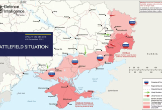 Frontul din Ucraina, în decembrie 2023. Hartă publicată de serviciile de informații britanice