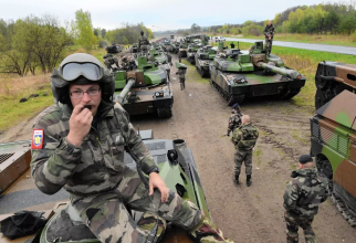 Trupele și tancurile armatei franceze sunt mobilizate pentru un exercițiu militar NATO. Sursa Foto: Janek Skarzynski / Getty Images.
