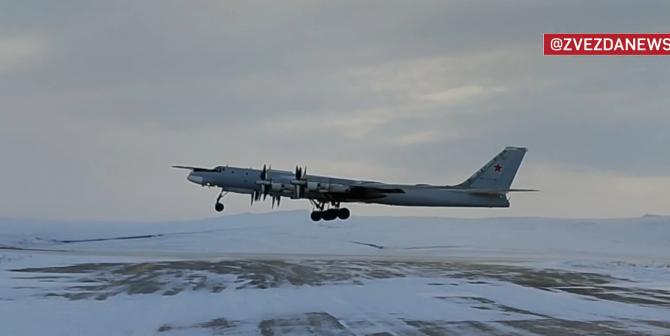 Bombardier rusesc Tu-95MS în Alaska. Photo source: Captură video Zvezda TV