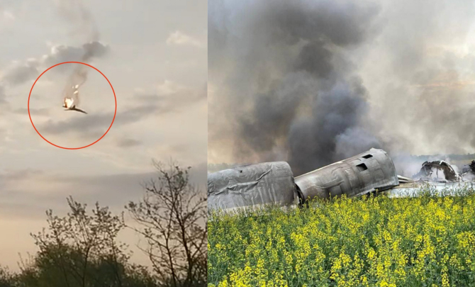 Un bombardier rusesc Tu-22M3 s-a prăbușit în Federația Rusă pe 19 aprilie 2024. Sursa foto: Ukrainian Military Center.

